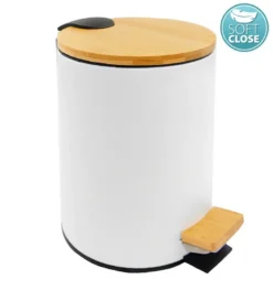 Aqualine Snow - Afvalemmer, 5l, Soft Close, Wit BI007