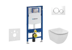 Geberit Duofix - Set Voorwandinstallatie, Toilet En Ideal Standard Tesi Zitting, Bedieningspaneel Sigma20, Aquablade, SoftClose, Wit/glanzend Chroom 111.300.00.5 NU4
