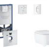 Grohe Rapid SLX - Set Voor Inbouwinstallatie, Toilet, SoftClose Zitting En Arena Cosmopolitan Knop, Alpenwit SANI11BB3114