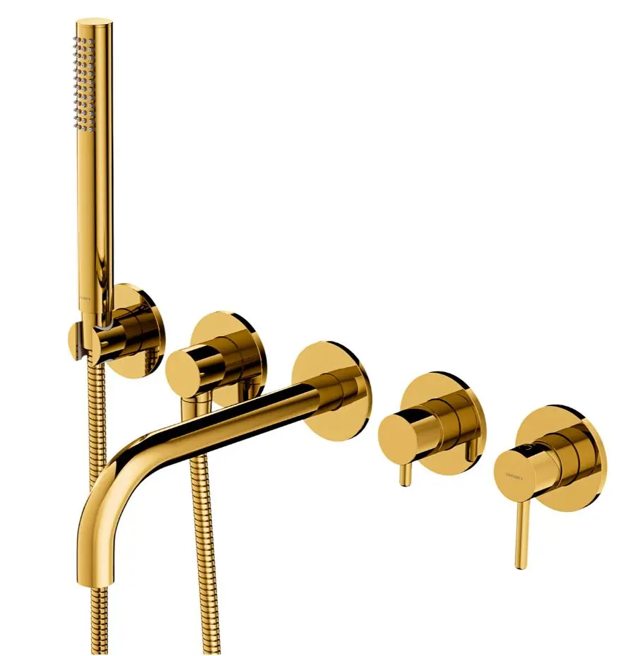 OMNIRES Y - Inbouw Badkraan, 5-gats Installatie, Met Inbouwdeel, Met Accessoires, Goud Y1237/1GL 1 OMNIRES Y - Inbouw Badkraan, 5-gats Installatie, Met Inbouwdeel, Met Accessoires, Goud Y1237/1GL