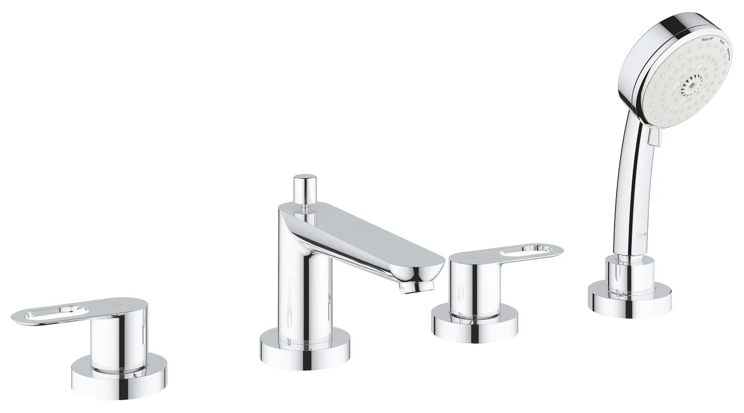 Grohe BauLoop - Badrandkraan, 4-gats Installatie, Chroom 2511900A 1 Grohe BauLoop - Badrandkraan, 4-gats Installatie, Chroom 2511900A