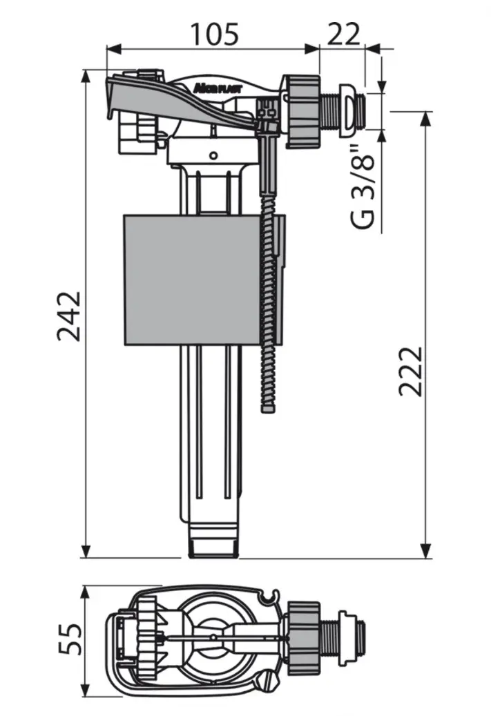 Alcadrain Toebehoren - Zijvulklep Voor Kunststof Spoeltanks A160P-3/8 2 Alcadrain Toebehoren - Zijvulklep Voor Kunststof Spoeltanks A160P-3/8 - Afbeelding 2