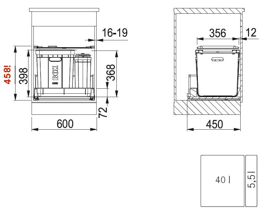 Franke Sorters - Inbouw Prullenbak Composta 350-60 121.0307.526 2 Franke Sorters - Inbouw Prullenbak Composta 350-60 121.0307.526 - Afbeelding 2