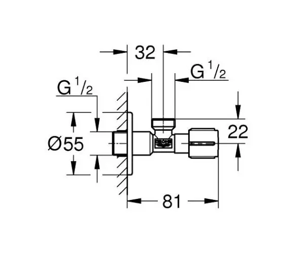 Grohe - Hoekstopkraan, Chroom 22041001 2 Grohe - Hoekstopkraan, Chroom 22041001 - Afbeelding 2