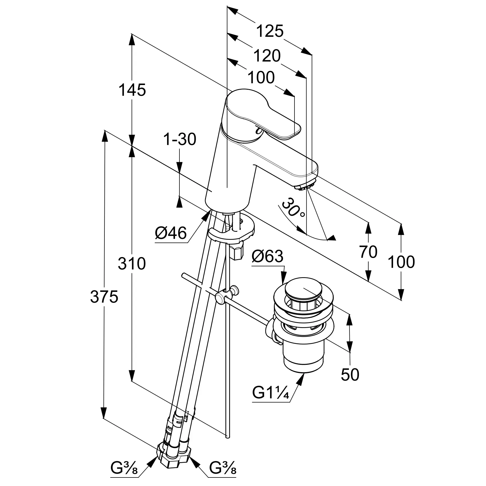 Kludi Pure&Easy - Wastafelkraan Met Waste, Chroom 372760565 2 Kludi Pure&Easy - Wastafelkraan Met Waste, Chroom 372760565 - Afbeelding 2