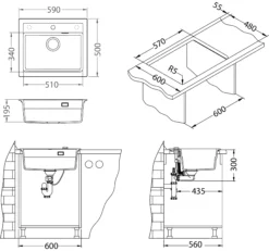 Alveus Atrox - Granieten Spoelbak 59x50 Cm, Met Draaiknopbediening, Carbon 1131996 -Sanitino Winkel 71d36db4f7e2e520a0f781ee