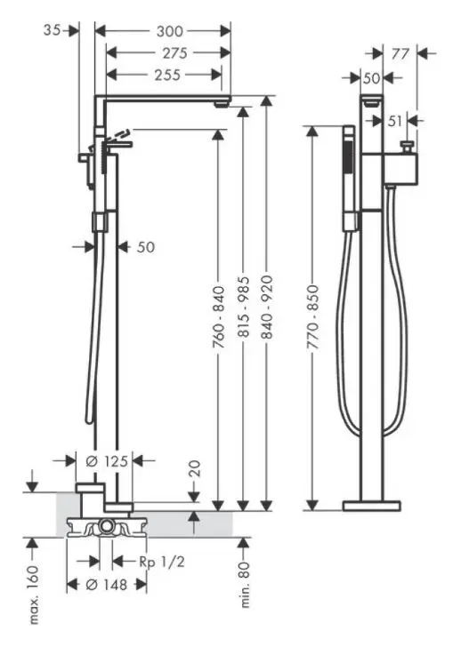 Axor Edge - Vrijstaande Bakraan, Chroom 46440000 2 Axor Edge - Vrijstaande Bakraan, Chroom 46440000 - Afbeelding 2