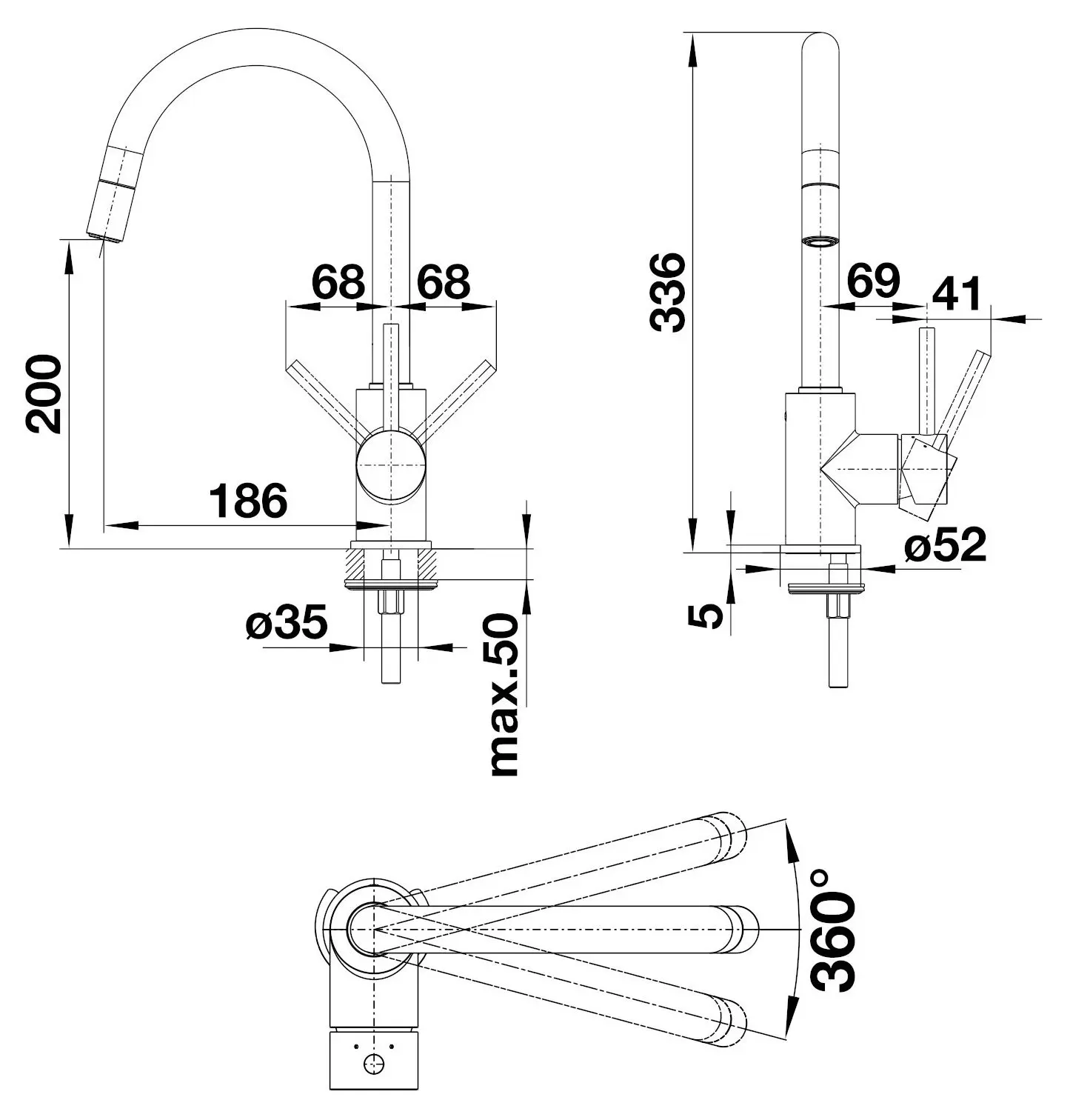 Blanco Mida S - Keukenkraan Met Uittrekbare Sproeikop, Mat Zwart 526653 2 Blanco Mida S - Keukenkraan Met Uittrekbare Sproeikop, Mat Zwart 526653 - Afbeelding 2
