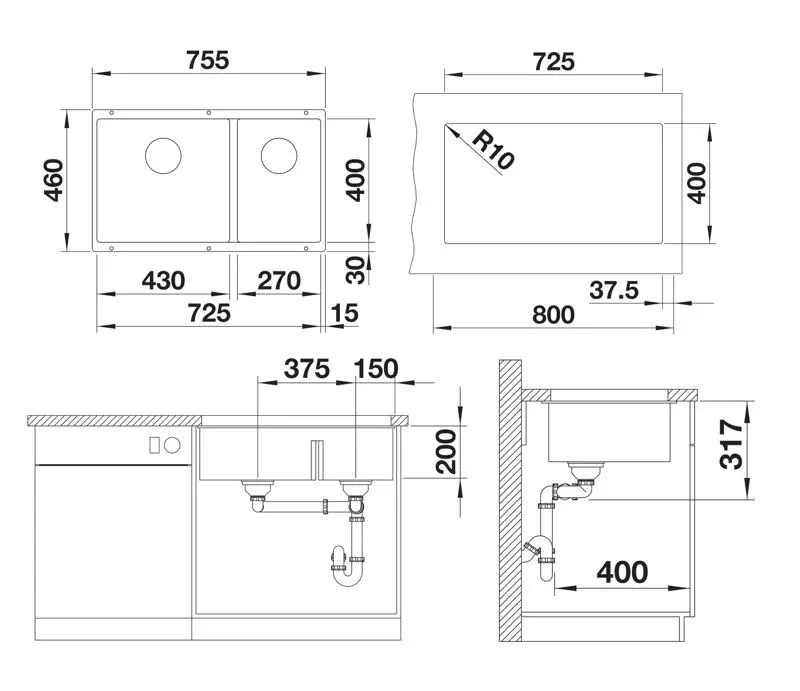 Blanco Subline 430/270 - Silgranit Spoelbak, 76x46 Cm, Spoelbak Links, InFino, Zacht Wit 527167 2 Blanco Subline 430/270 - Silgranit Spoelbak, 76x46 Cm, Spoelbak Links, InFino, Zacht Wit 527167 - Afbeelding 2