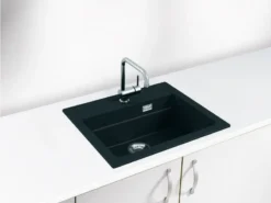 Alveus Atrox - Granieten Spoelbak 59x50 Cm, Met Draaiknopbediening, Carbon 1131996 -Sanitino Winkel 79e7abc15a3e07aa5508a51e