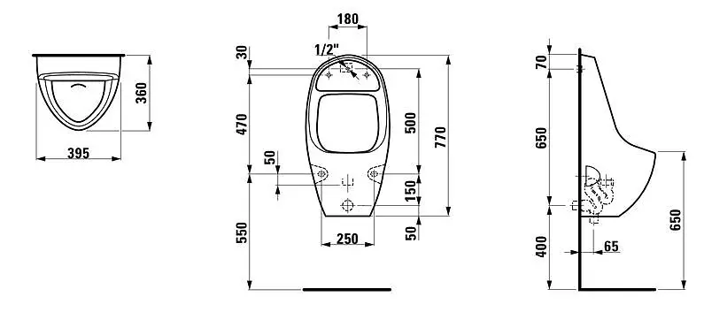 Laufen Tamaro - Elektronisch Urinoir Met Sifon, 395x360x770, Wit H8401040000001 2 Laufen Tamaro - Elektronisch Urinoir Met Sifon, 395x360x770, Wit H8401040000001 - Afbeelding 2