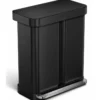 Simplehuman Afvalemmers - Afvalbak Voor Gescheiden Afval, Met Zakvak, 58 L, Matzwart CW2093