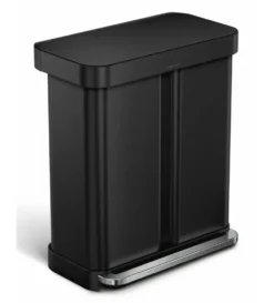 Simplehuman Afvalemmers - Afvalbak Voor Gescheiden Afval, Met Zakvak, 58 L, Matzwart CW2093