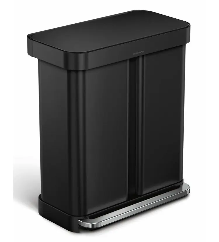 Simplehuman Afvalemmers - Afvalbak Voor Gescheiden Afval, Met Zakvak, 58 L, Matzwart CW2093 1 Simplehuman Afvalemmers - Afvalbak Voor Gescheiden Afval, Met Zakvak, 58 L, Matzwart CW2093