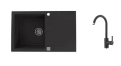 Alveus Sets - Set Granieten Spoelbak Cadit 20 En Keukenkraan Tonia, Carbon SETA20014