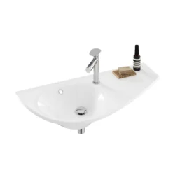 Ravak Avocado - Wastafel 850x450 Mm, Met Overloop, Met Kraangat, Opbergruimte Rechts, Wit XJ1P1100000