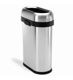 Simplehuman Afvalemmers - Open Afvalbak 50 L, Gebrosteld Rvs CW1467