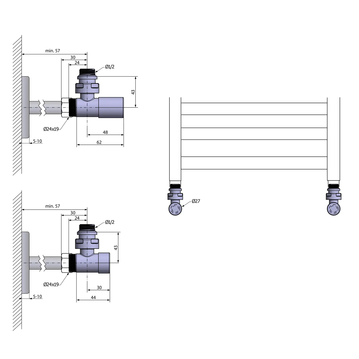 Sapho Compact - Aansluitset Handmatige Hoekstopkranen, Rechts, Chroom CP5115BS 2 Sapho Compact - Aansluitset Handmatige Hoekstopkranen, Rechts, Chroom CP5115BS - Afbeelding 2