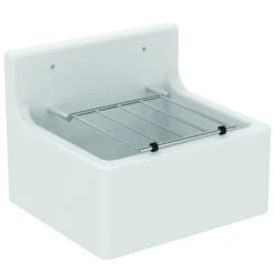 Ideal Standard Uitstortgootstenen - Uitstortgootsteen, 46x38 Cm, Met Emmerrooster, Wit/chroom S593901