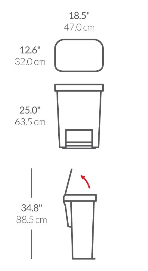 Simplehuman Afvalemmers - Afvalbak 45 L, Met Zakvak, Roestvrij/zwart CW1385CB 2 Simplehuman Afvalemmers - Afvalbak 45 L, Met Zakvak, Roestvrij/zwart CW1385CB - Afbeelding 2