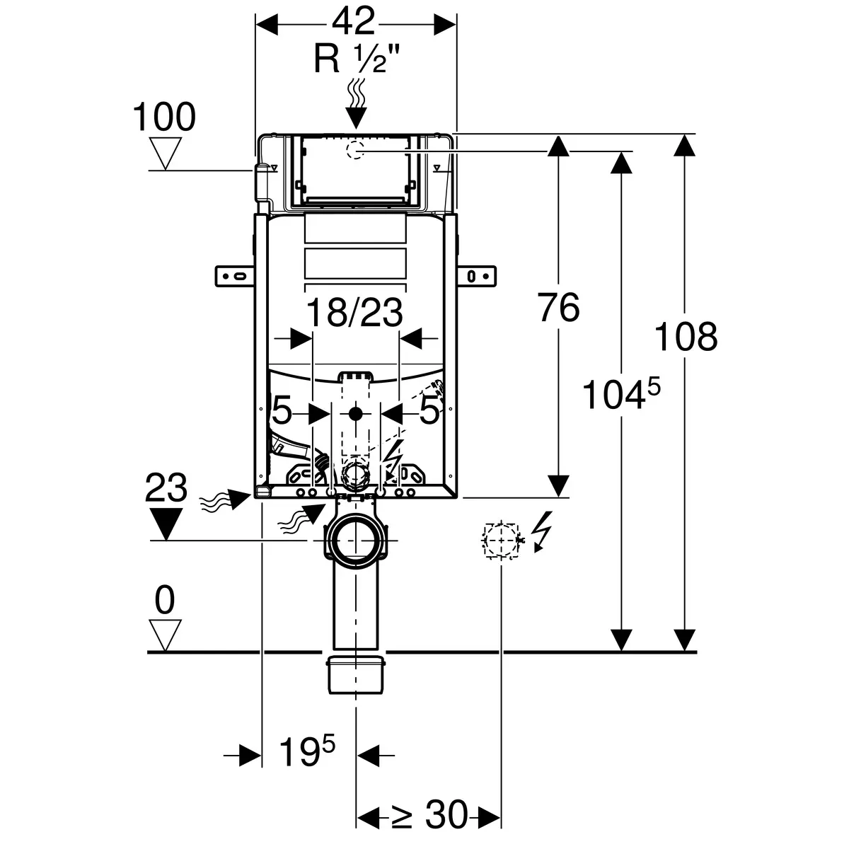 Geberit Kombifix - Voorwandinstallatie Voor Hangende Toiletten, Voor Geurafzuiging, Hoogte 1,08 M 110.367.00.5 2 Geberit Kombifix - Voorwandinstallatie Voor Hangende Toiletten, Voor Geurafzuiging, Hoogte 1,08 M 110.367.00.5 - Afbeelding 2