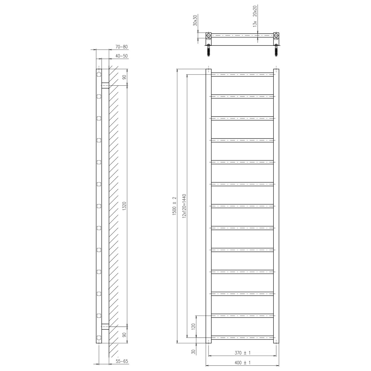 Sapho Metro Light - Radiator 40x150 Cm, 323 W, Mat Zwart IR447TB 2 Sapho Metro Light - Radiator 40x150 Cm, 323 W, Mat Zwart IR447TB - Afbeelding 2