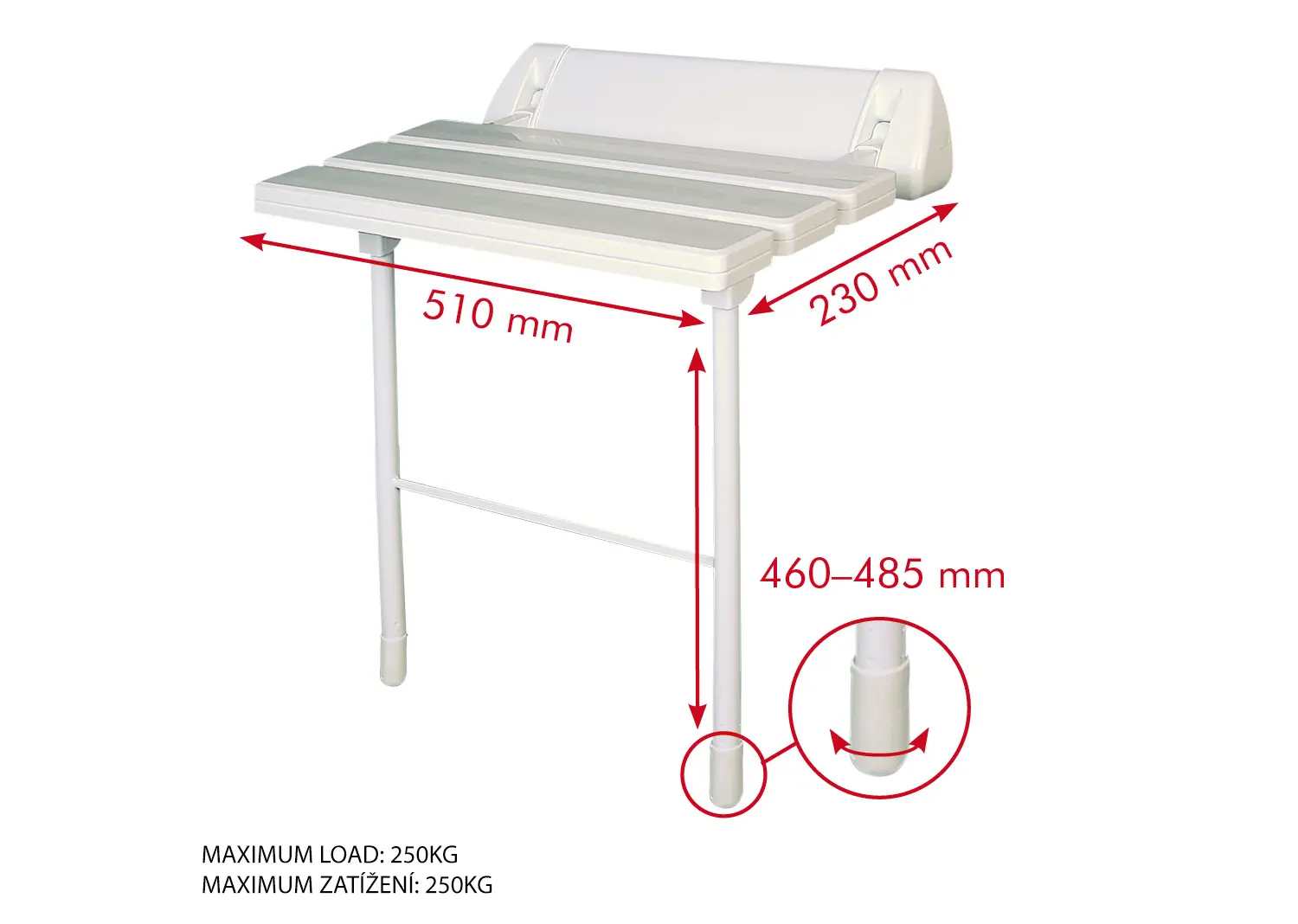 Sapho Ridder Accessoires - Opklapbare Douchestoel, Wit A0020301 2 Sapho Ridder Accessoires - Opklapbare Douchestoel, Wit A0020301 - Afbeelding 2