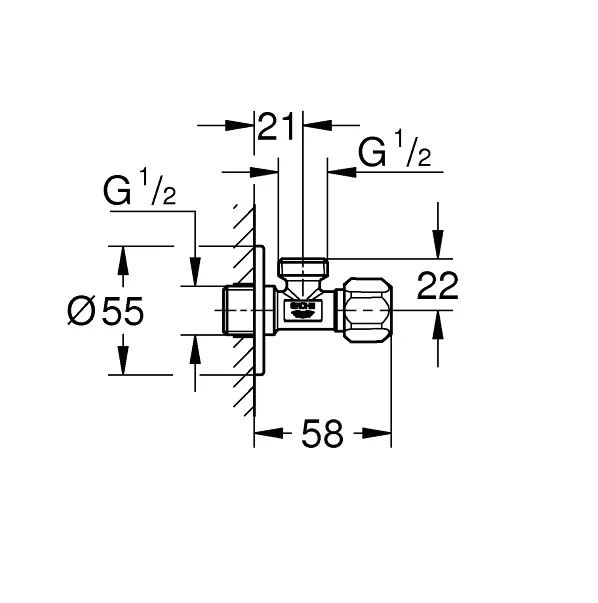 Grohe Universal - Hoekstopkraan, Chroom 22032000 2 Grohe Universal - Hoekstopkraan, Chroom 22032000 - Afbeelding 2