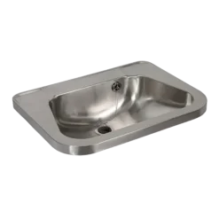 Sanela RVS Wastafels - Wastafel 560x420 Mm, Met Overloop, Zonder Kraangat, Roestvrij Staal SLUN 26A