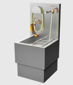 Sanela - Staande Uitstortgootsteen 120x56x55 Cm, Roestvrij Staal SLVN 07