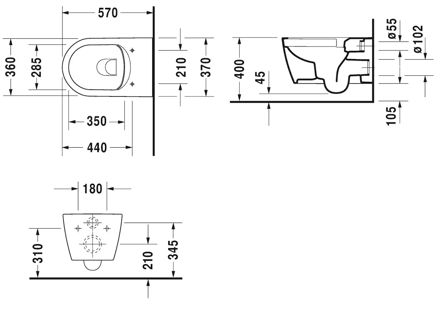 Duravit ME By Starck - Wandcloset, Rimless, Wit 2529090000 2 Duravit ME By Starck - Wandcloset, Rimless, Wit 2529090000 - Afbeelding 2