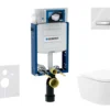 Geberit Kombifix - Voorwandinstallatieset, Oudee Vortex Toilet En Softclose Zitting, Sigma50 Bedieningsplaat, Chroom/alpenwit SANI15CA3183