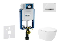 Geberit Kombifix - Voorwandinstallatieset, Oudee Vortex Toilet En Softclose Zitting, Sigma50 Bedieningsplaat, Chroom/alpenwit SANI15CA3183