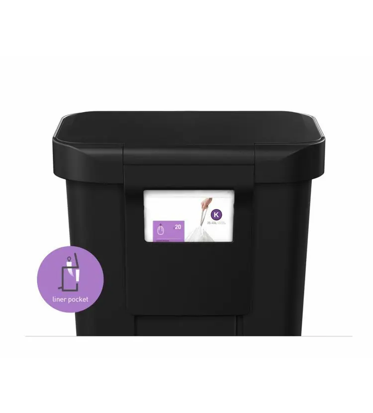 Simplehuman Afvalemmers - Afvalbak 45 L, Met Zakvak, Roestvrij/zwart CW1385CB 3 Simplehuman Afvalemmers - Afvalbak 45 L, Met Zakvak, Roestvrij/zwart CW1385CB - Afbeelding 3