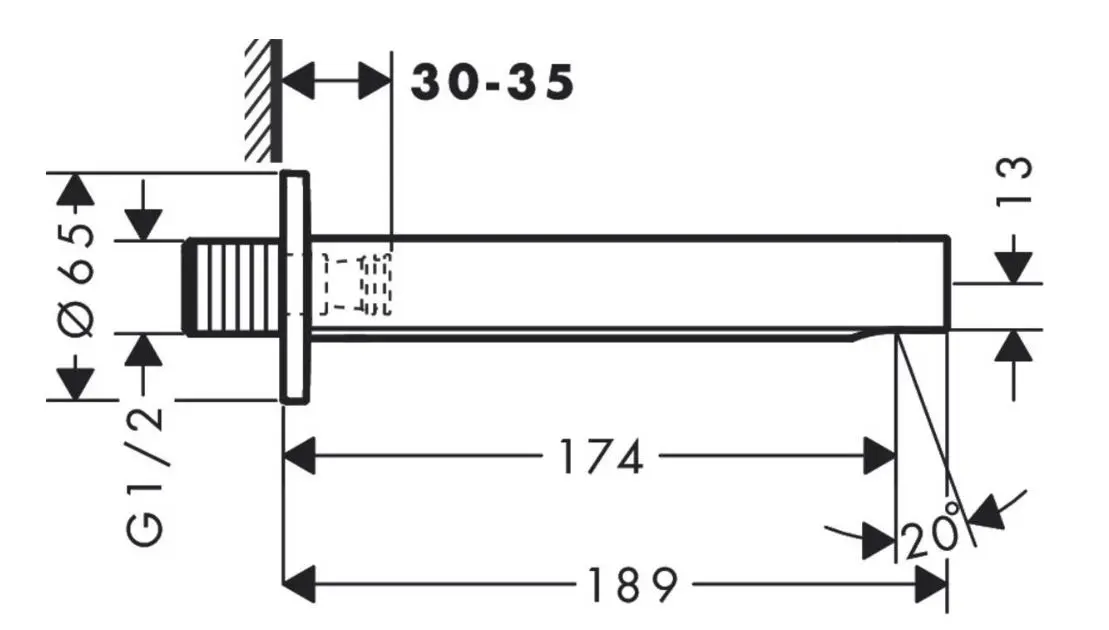 Hansgrohe Finoris - Baduitloop, Mat Wit 76410700 2 Hansgrohe Finoris - Baduitloop, Mat Wit 76410700 - Afbeelding 2