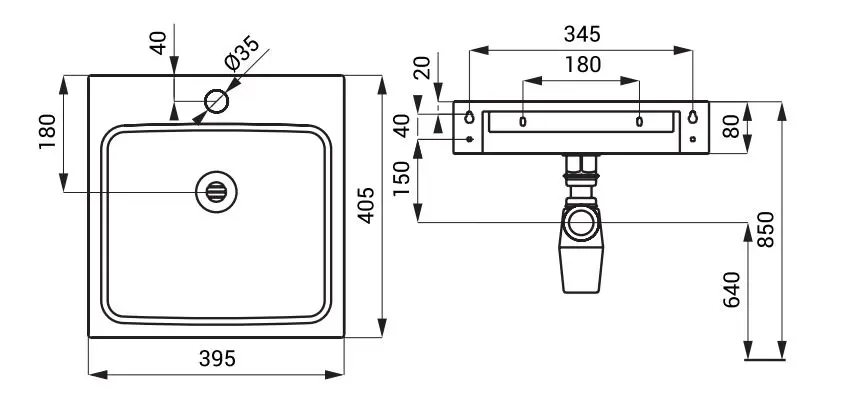 Sanela RVS Wastafels - Wastafel 40x41 Cm, Zonder Overloop, Met Kraangat, Roestvrij Staal SLUN 73 2 Sanela RVS Wastafels - Wastafel 40x41 Cm, Zonder Overloop, Met Kraangat, Roestvrij Staal SLUN 73 - Afbeelding 2