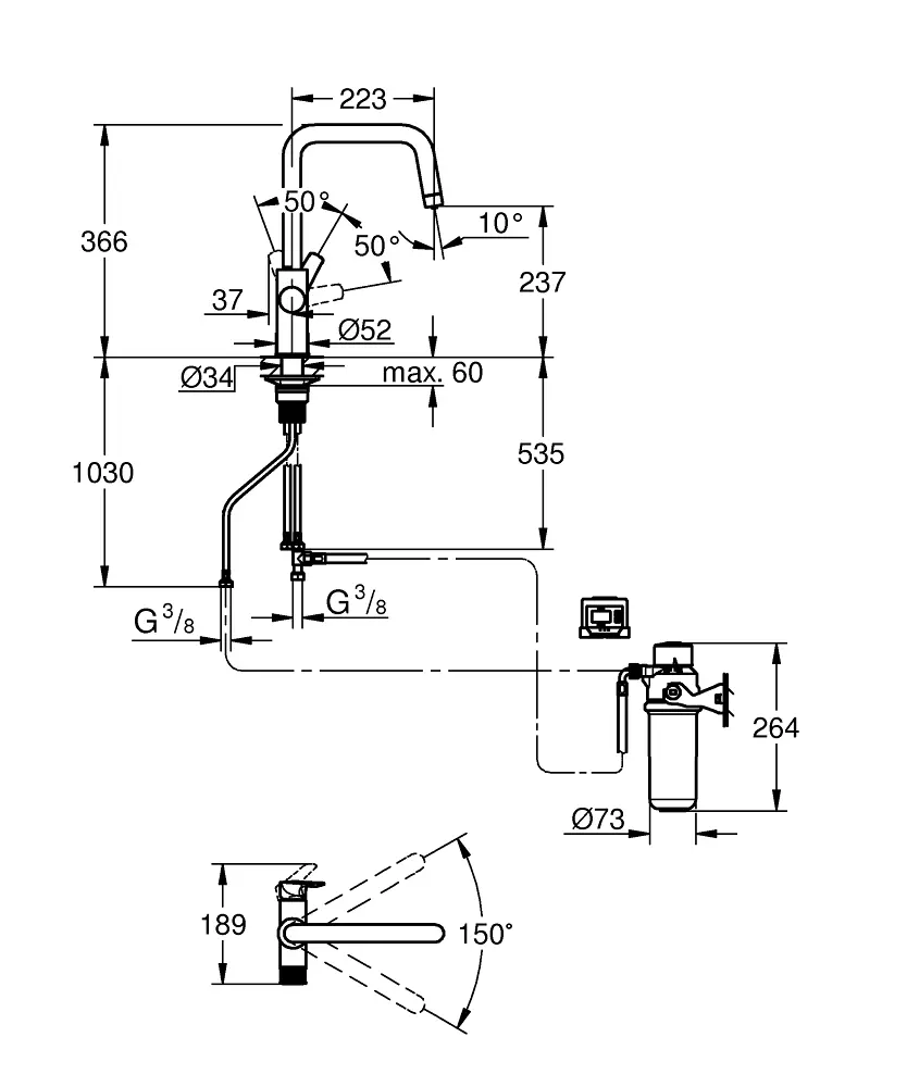 Grohe Blue Pure - Set Keukenkraan Start Met Filterfunctie, Chroom 30596000 2 Grohe Blue Pure - Set Keukenkraan Start Met Filterfunctie, Chroom 30596000 - Afbeelding 2