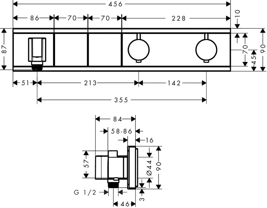 Hansgrohe RainSelect - Afbouwdeel Voor Thermostatische Badkraan Voor 2 Functies, Chroom 15355000 2 Hansgrohe RainSelect - Afbouwdeel Voor Thermostatische Badkraan Voor 2 Functies, Chroom 15355000 - Afbeelding 2