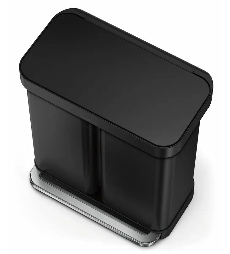 Simplehuman Afvalemmers - Afvalbak Voor Gescheiden Afval, Met Zakvak, 58 L, Matzwart CW2093 3 Simplehuman Afvalemmers - Afvalbak Voor Gescheiden Afval, Met Zakvak, 58 L, Matzwart CW2093 - Afbeelding 3