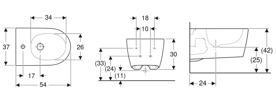 Geberit ONE - Hangend Bidet, 540x370 Mm, Verborgen Overloop, Kraangat, KeraTect, Wit 500.690.01.1 2 Geberit ONE - Hangend Bidet, 540x370 Mm, Verborgen Overloop, Kraangat, KeraTect, Wit 500.690.01.1 - Afbeelding 2