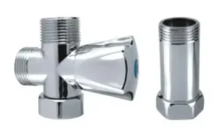 Novaservis Hoekstopkranen - Wasmachineventiel Met Tussenstuk 3/4" X 3/4" X 3/4" , Chroom CF3019