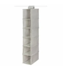 Compactor Organisatie Van De Garderobe - Hangende Organizer 30x18x94 Cm, 6 Vakken, Grijs RAN10114