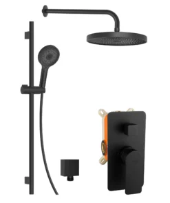 Kielle Vega - Doucheset Met Inbouwkraan, Voor 2 Toepassingen, Met Accessoires En Hoofddeel, Zwart 20618SP24