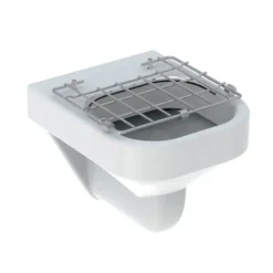 Geberit Publica - Hangende Uitloop, Met Scharnierend Rooster, Met Afvoergaas, KeraTect, Wit 500.998.00.1