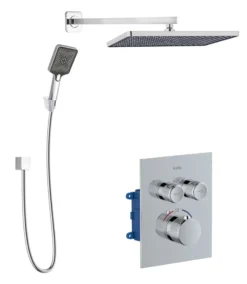 Kielle Arkas I - Doucheset Met Inbouwthermostaatkraan, Voor 2 Functies, Met Accessoires En Hoofddeel, Chroom 20611SPT20