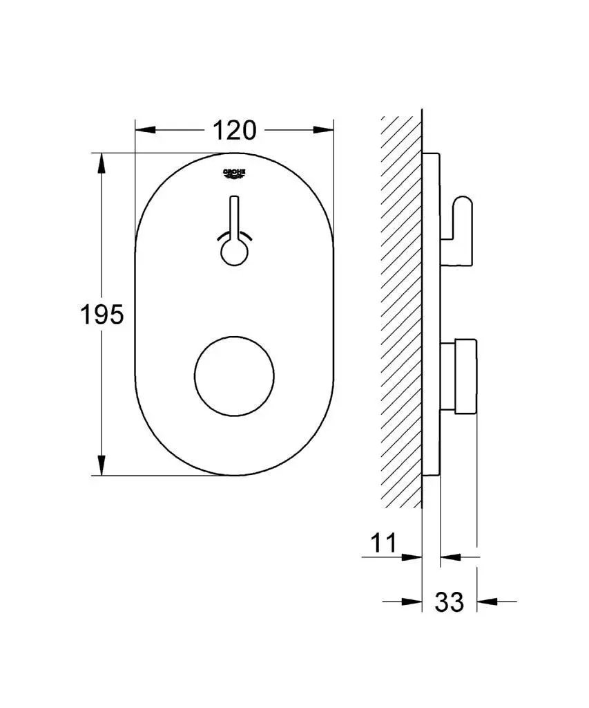 Grohe Eurosmart Cosmopolitan T - Zelfsluitende Inbouw Douchekraan, Chroom 36321000 2 Grohe Eurosmart Cosmopolitan T - Zelfsluitende Inbouw Douchekraan, Chroom 36321000 - Afbeelding 2