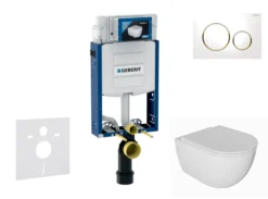 Geberit Kombifix - Set Voorwandinstallatie, Oudee Toilet En Softclose Zitting, Sigma20 Bedieningsplaat, Wit/verguld SANI15CA3122