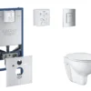 Grohe Rapid SLX - Set Voor Inbouwinstallatie, Toilet, SoftClose Zitting En Skate Cosmopolitan Knop, Chroom SANI11BB2101