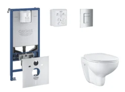 Grohe Rapid SLX - Set Voor Inbouwinstallatie, Toilet, SoftClose Zitting En Skate Cosmopolitan Knop, Chroom SANI11BB2101