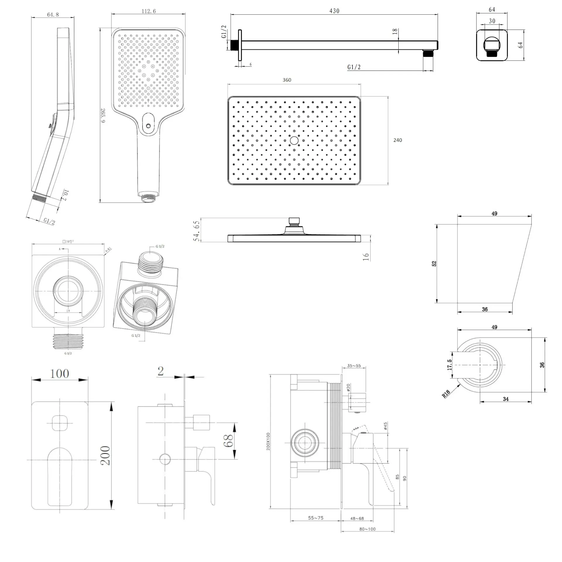 Kielle Vega - Doucheset Met Inbouwkraan, Voor 2 Toepassingen, Met Accessoires En Hoofddeel, Zwart 20618SP34 2 Kielle Vega - Doucheset Met Inbouwkraan, Voor 2 Toepassingen, Met Accessoires En Hoofddeel, Zwart 20618SP34 - Afbeelding 2